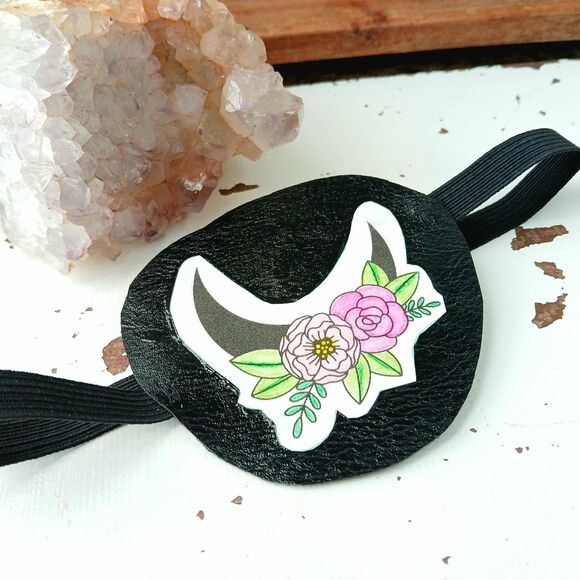 Floral Moon Eye Patch, Adjustable Vision Accessory, Ocular Aid Costume Accessory - Picture 2 of 4